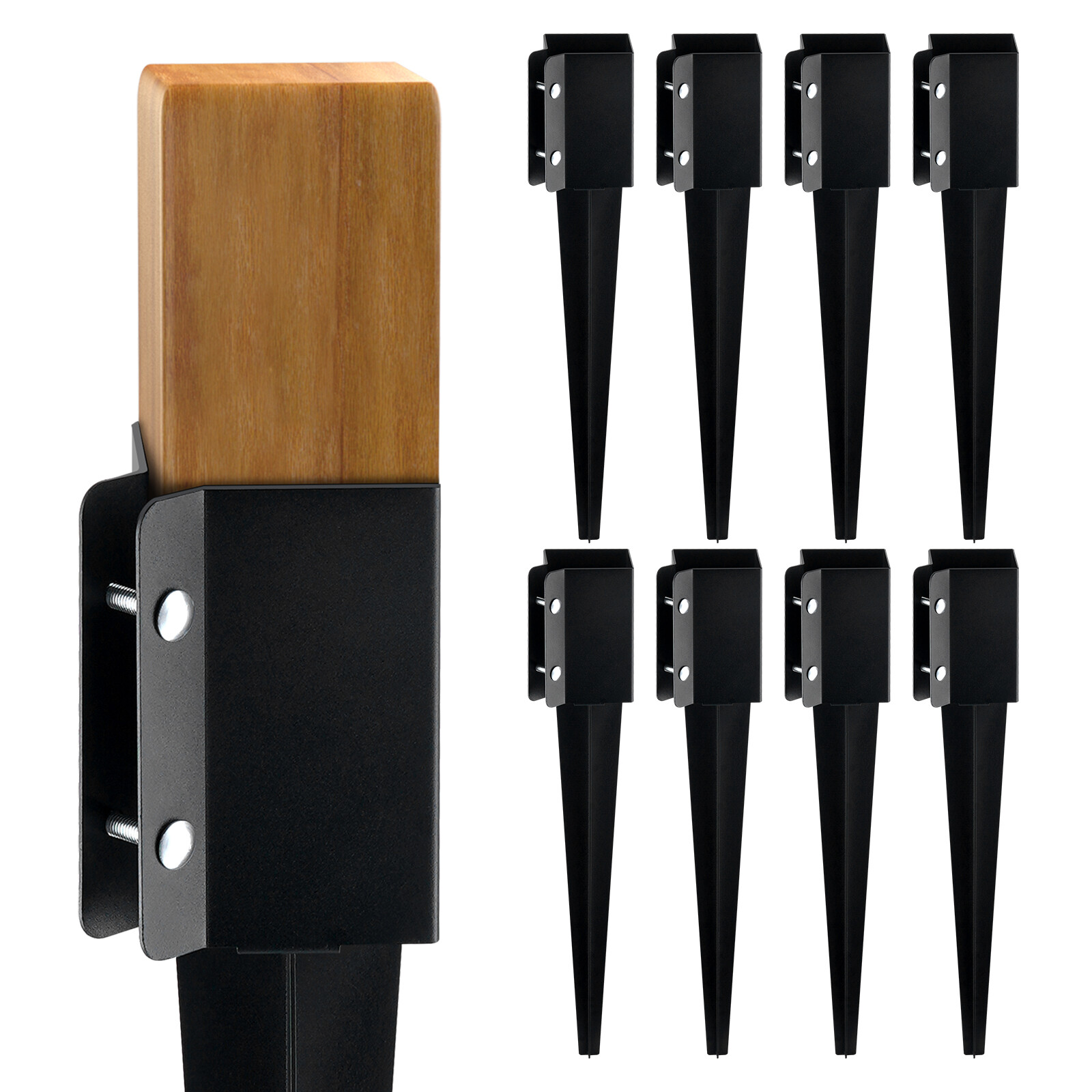 VEVOR Fence Post Anchor Ground Spike 8 Pack 24 x 4 x 4 In Metal Fence Stakes