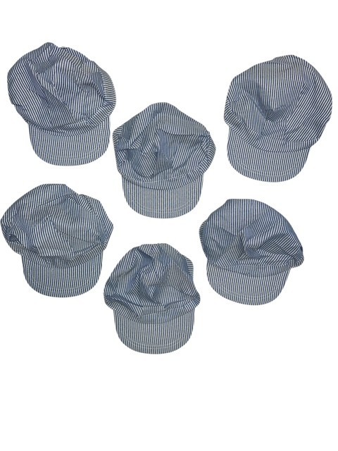 6 Child Train Engineer Hats - Adjustable Railroad Conductor Costume Party Caps