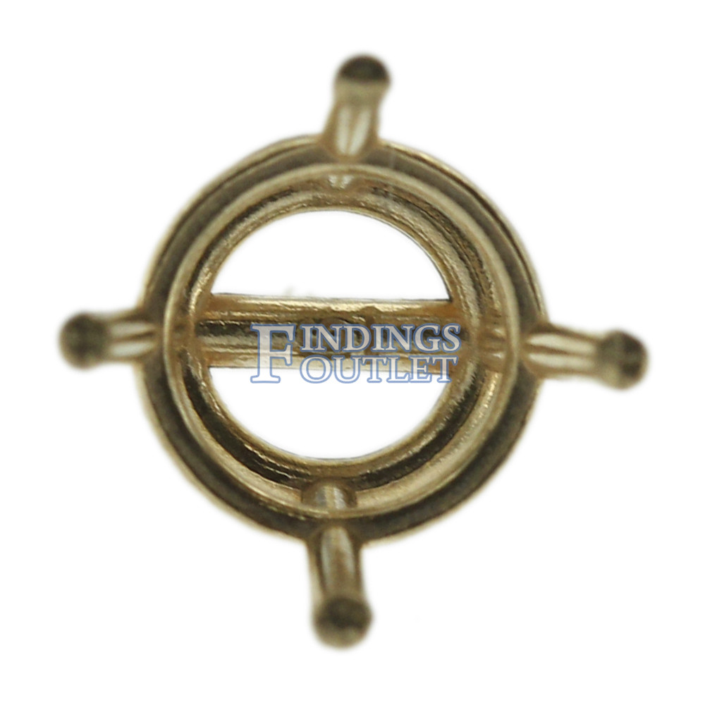 14k Yellow Gold Round Stud Earring Mounting Setting Push Back Post 4 Prong