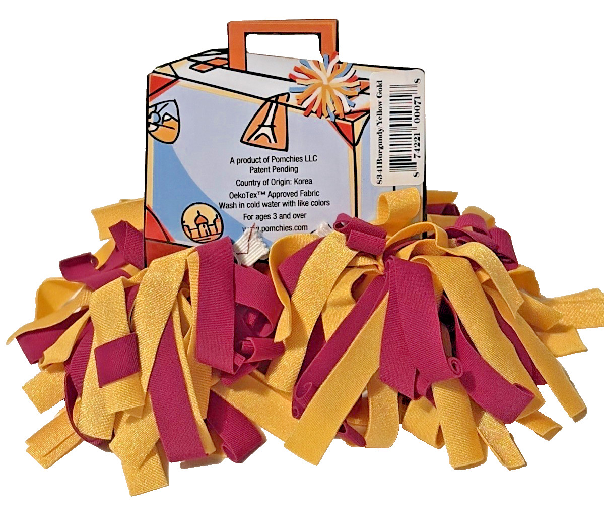 Pom-ID Colorful Luggage Identifiers Burgundy and Yellow Gold Snap On Fasteners *