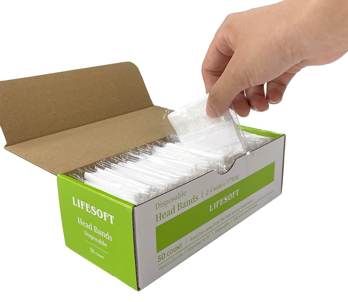 50-500 Count Disposable Facial Spa Headbands Elastic Hair Wrap with Closure