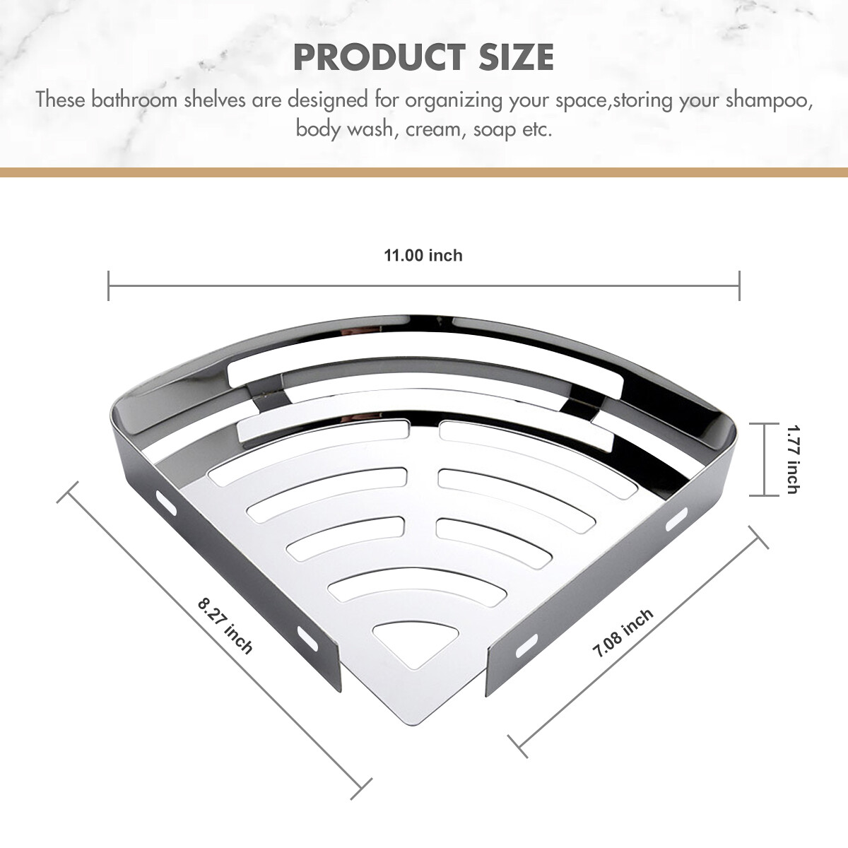 Shower Caddy Shelf Bathroom Corner Bath Storage Holder SS304 Organizer Rack 2pcs