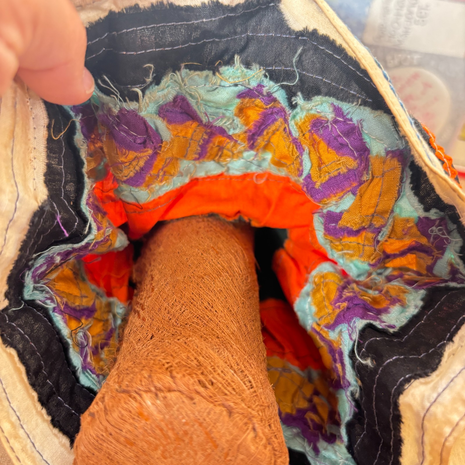 2 Native American Seminole Husk Dolls, Palmetto Fiber Cloth Dresses, 9" and 4"