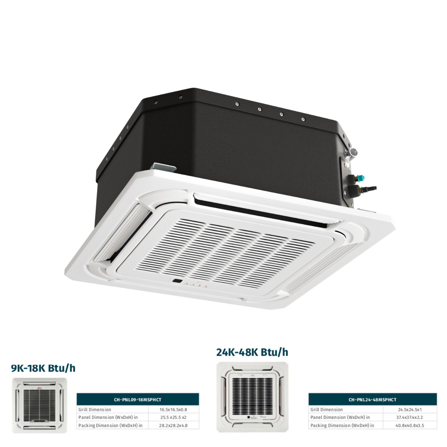 36000 BTU Tri 3 Zone Cassette Mini Split Heat Pump Air Conditioner (3x) 12000