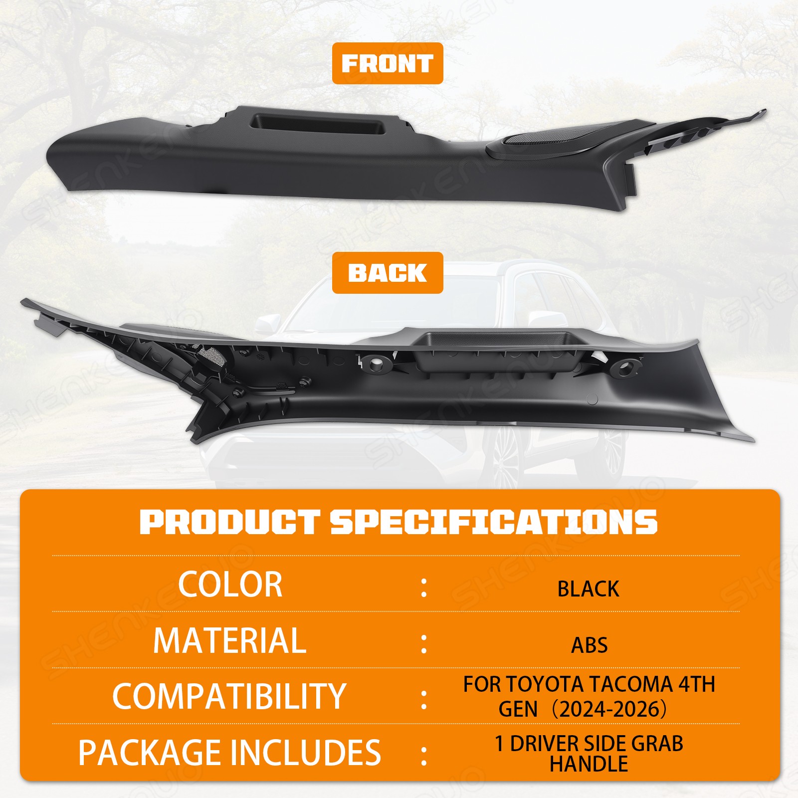 Driver Side A-Pillar Grab Handle for Toyota Tacoma Gen 4th (2024-2026)