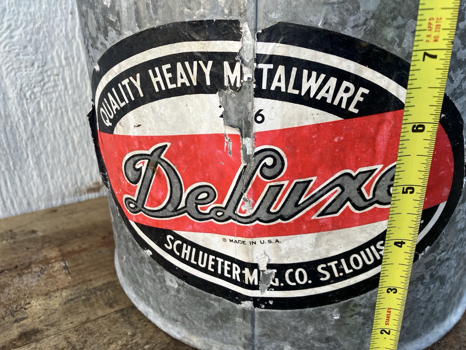 VIDEO--NICE! Vintage DeLuxe Galvanized Wringer Mop Bucket Schlueter Mfg w/ Label