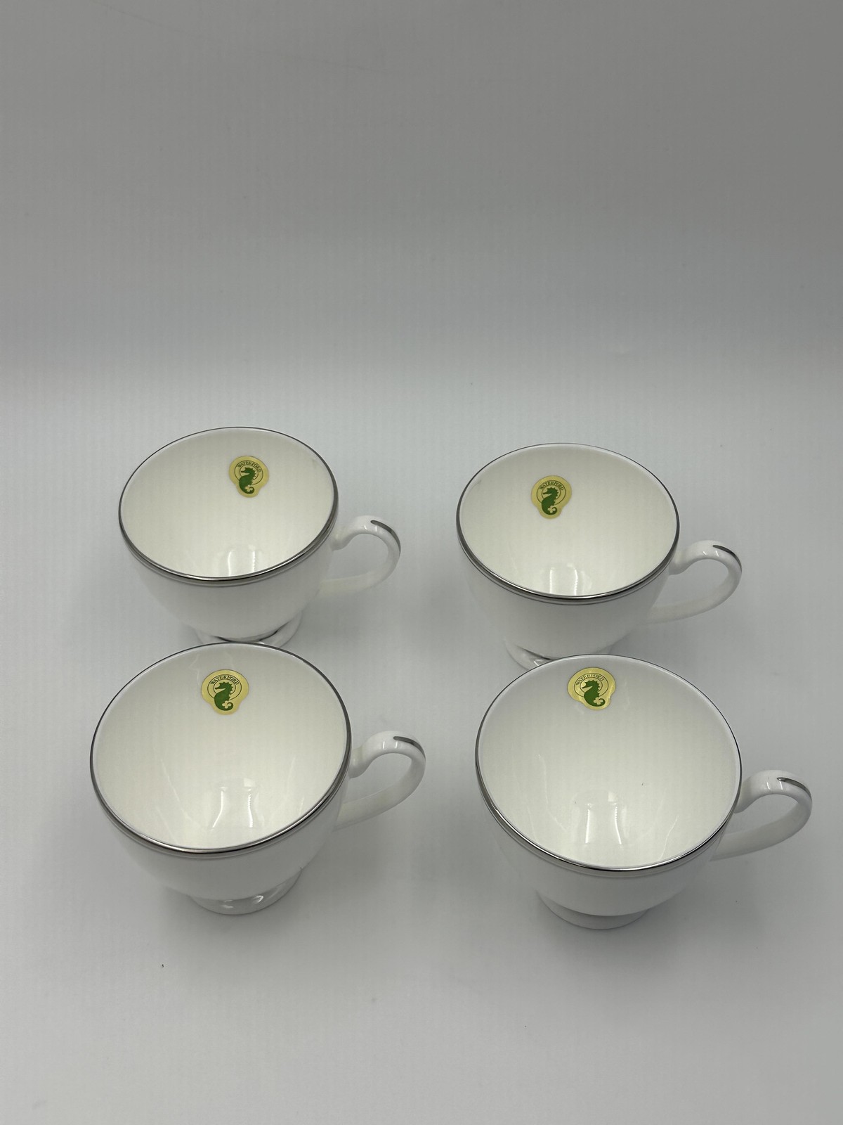 Waterford Kilbarry Platinum Fine China Coffee Cups & Saucers White Classic Set 4