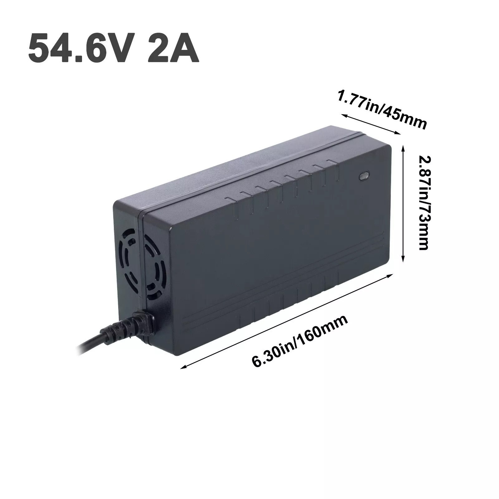 54.6V 2A Power Battery Charger DC 5.5*2.1mm Power Adapter 48V Lithium Battery US