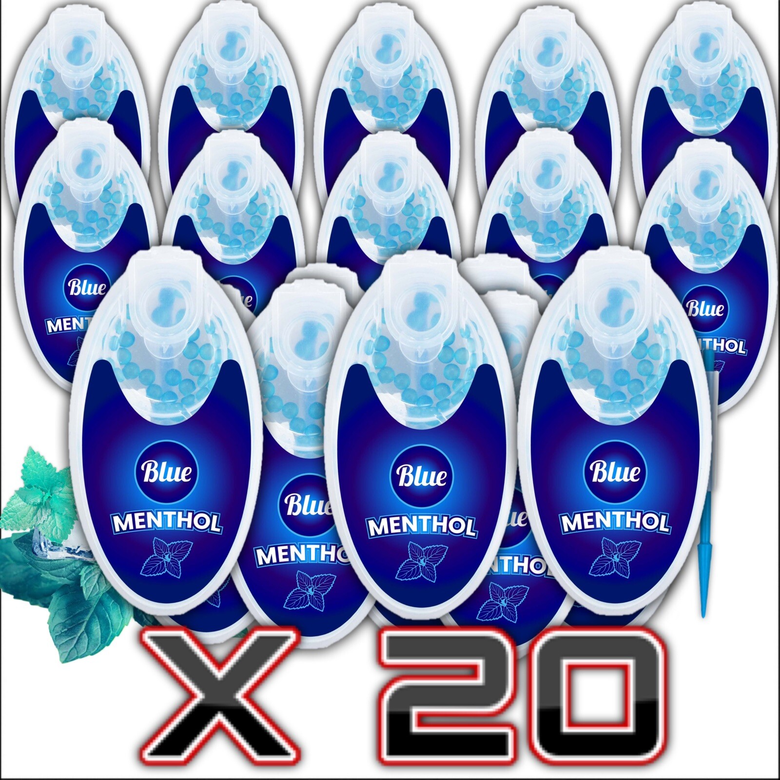 Cigarette Crush Balls Blue Menthol Aroma Burst Beads (20X Bundle) 2000 Count