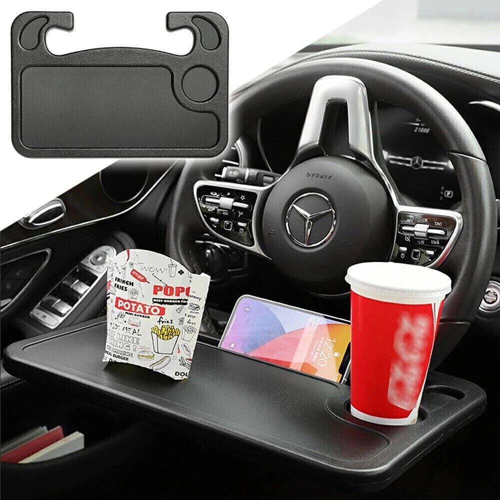 New Car Steering Wheel Tray Desk 2 Sided For Laptop Drink Food Work Table Holder