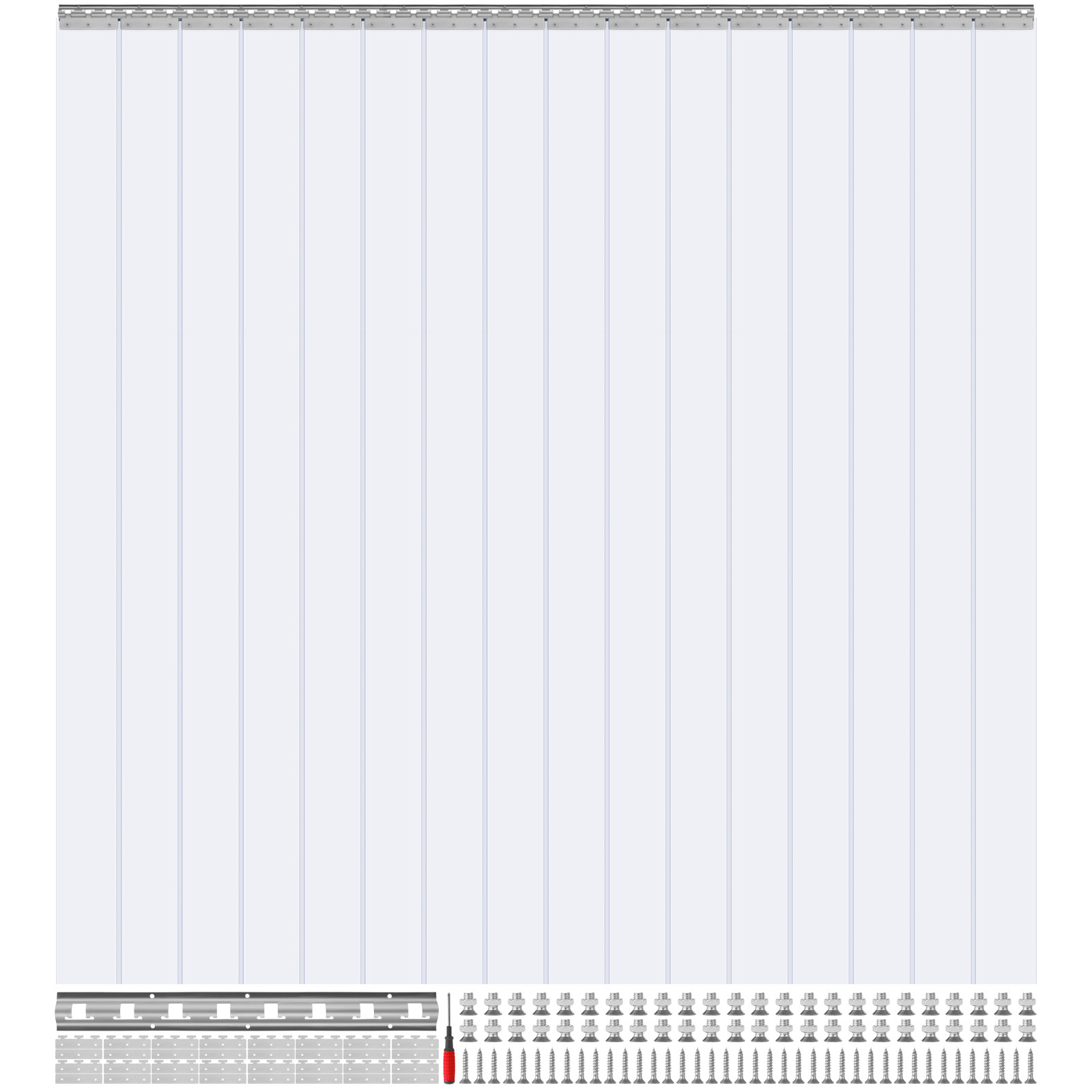 Strip Curtain PVC Door Curtain 96" x 96" Cooler Freezer Clear Plastic