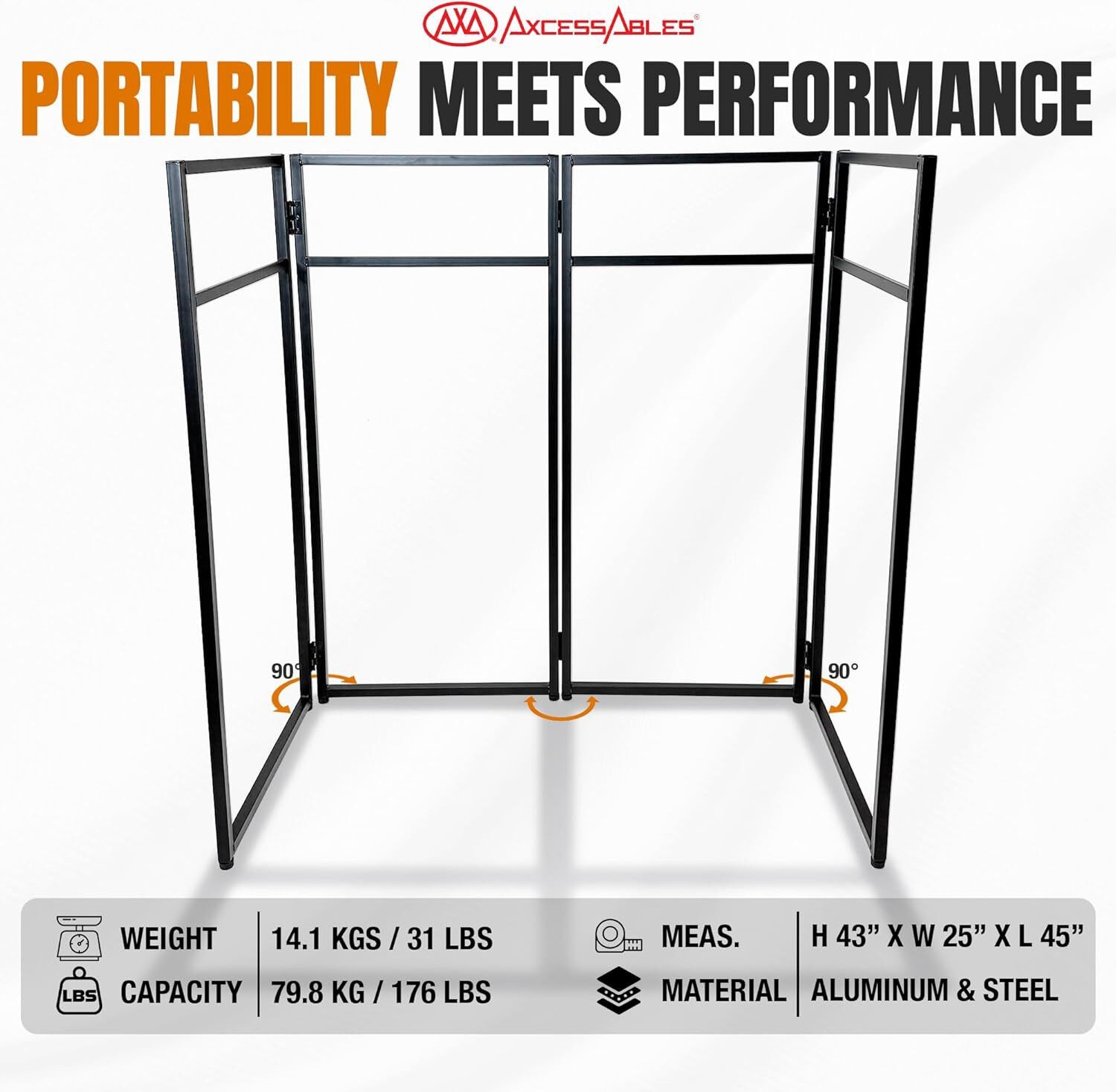 AxcessAbles Portable DJ Facade Booth Table with White Scrim & Carry Case