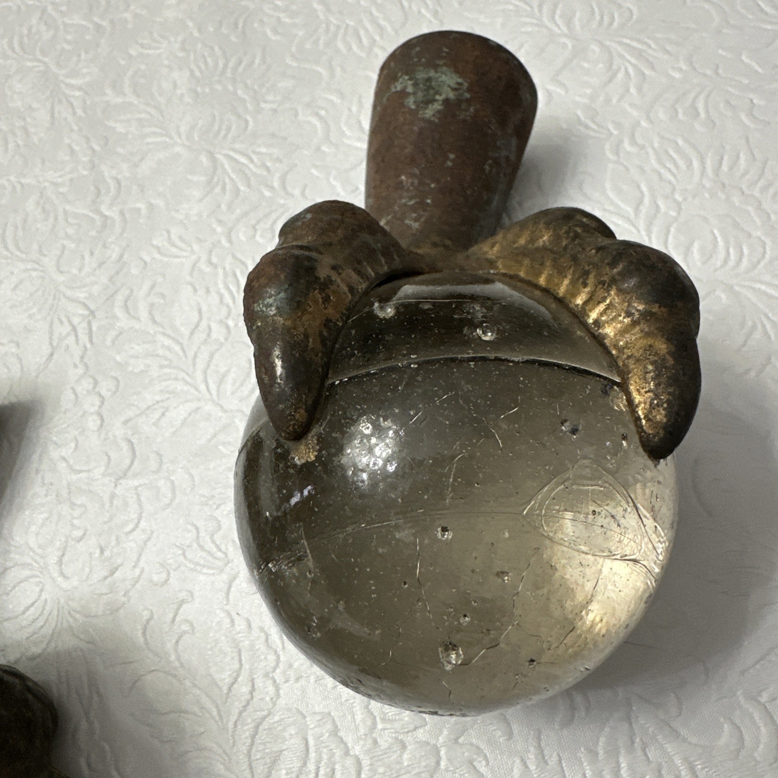 4 Glass Ball Cast Metal Dragon Claw foot feet 6" table legs Antique Victorian