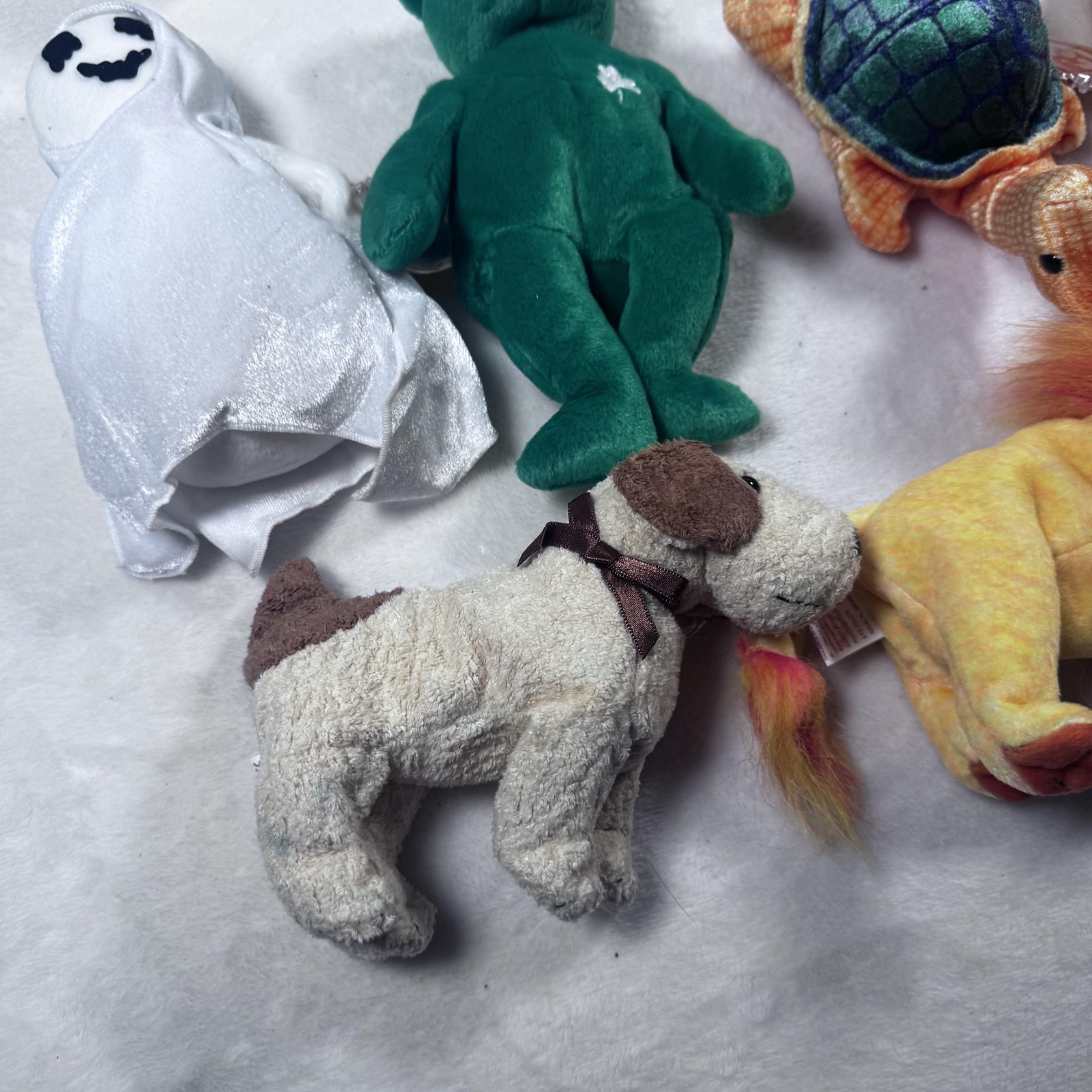 Ty Beanie Babies Lot 13 Plush Animals Bears Dog Cat Turtle Lion Snake Tags Set