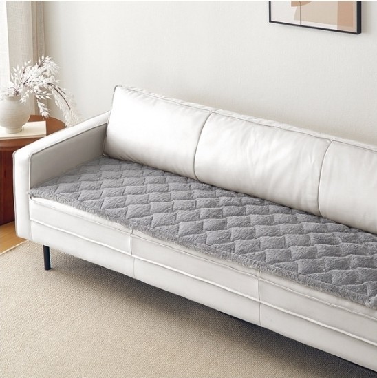 Brentwood Protective Sofa Overlay Grey Faux Fur 28x72” Waterproof Backing- NEW