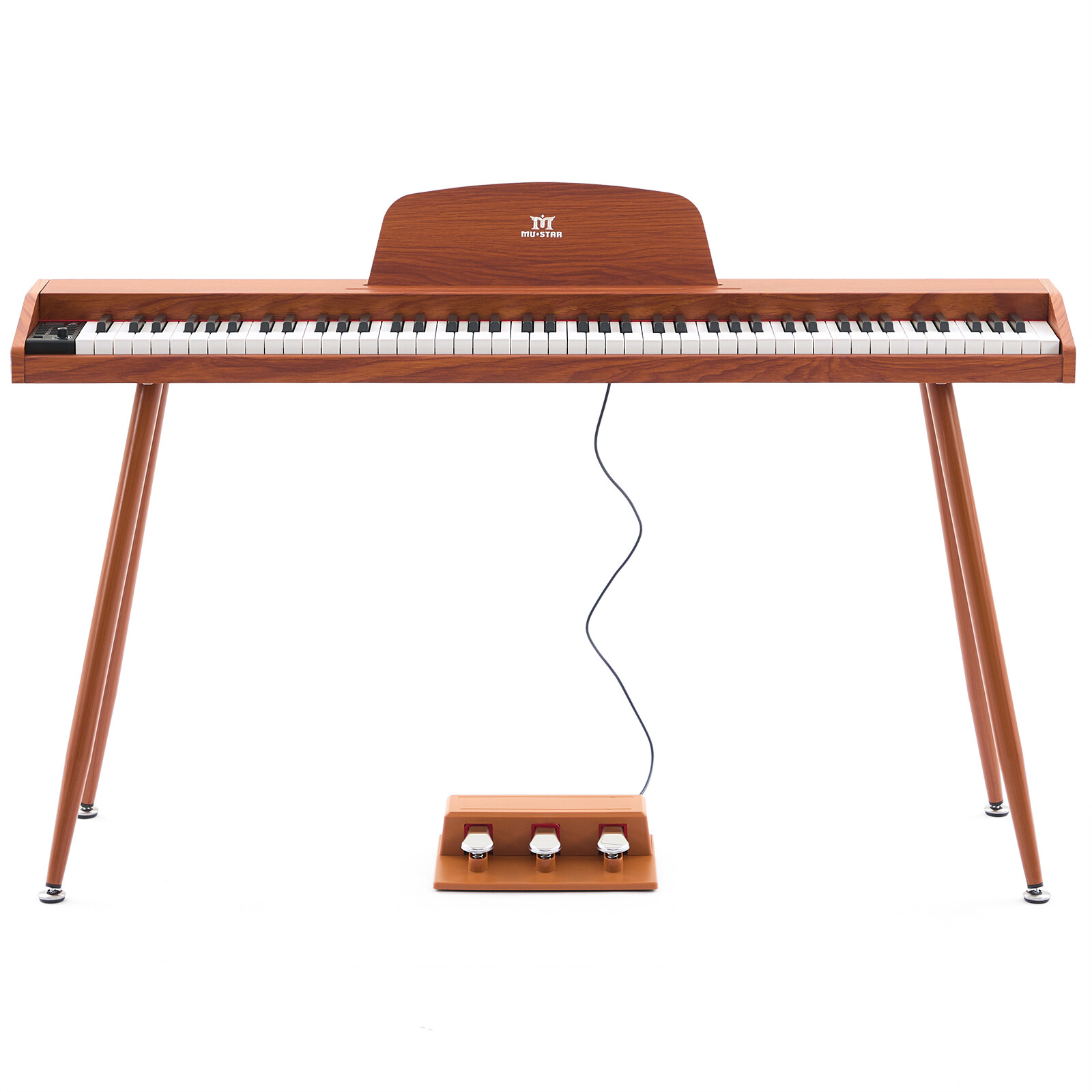 MUSTAR 88-Key Semi-Weighted Digital Piano with USB MIDI, Brown