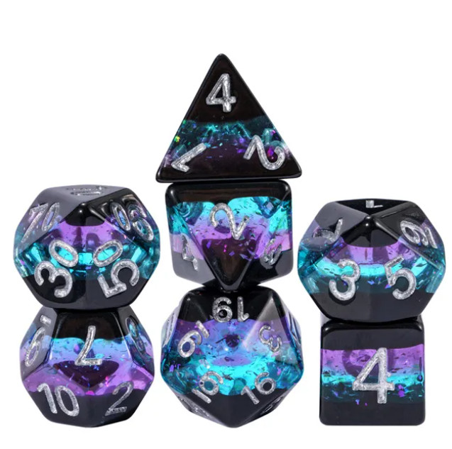 Ebon Twilight Dice Set | Poly RPG DnD Dungeons Dragons AD&D Pathfinder d20 2.16