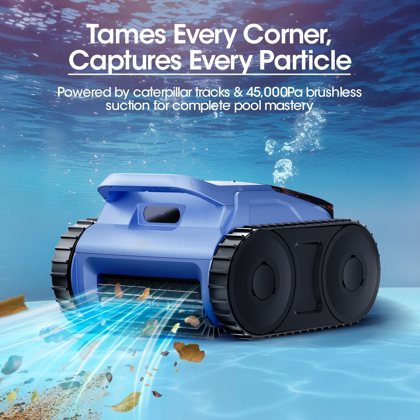 Seauto Cordless Robotic Pool Vacuum Wall Waterline Pool Cleaner with Track Drive