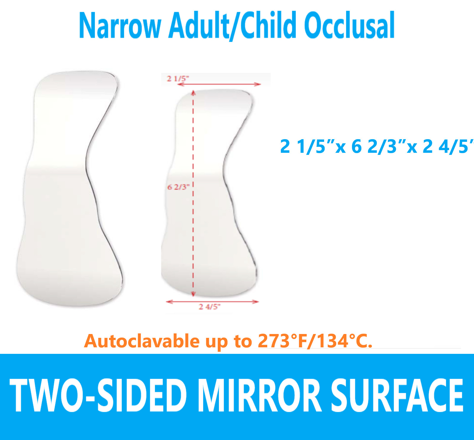 Dental Orthodontic Intraoral Photo Mirrors Buccal, Occlusal, Two or One Mirror