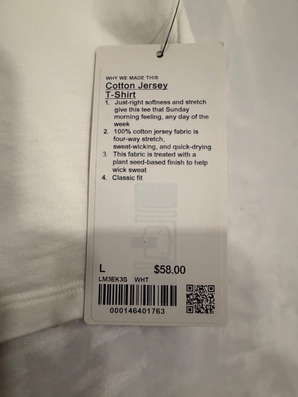 Lululemon Cotton Jersey T-Shirt White Size Large