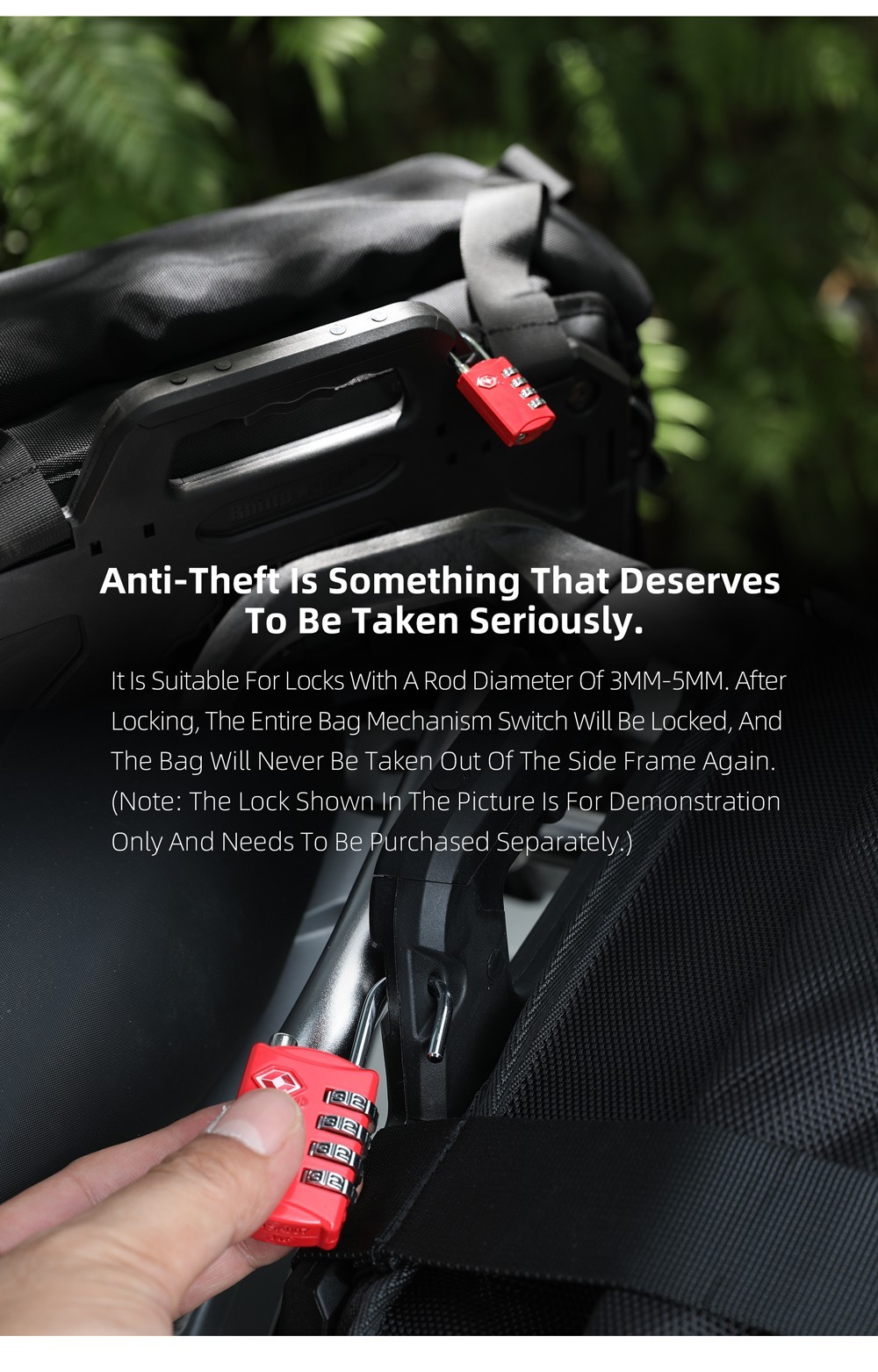 Rhinowalk Motorcycle Side Bag Waterproof 35L Quick Release Saddlebag Pannier 1Pc