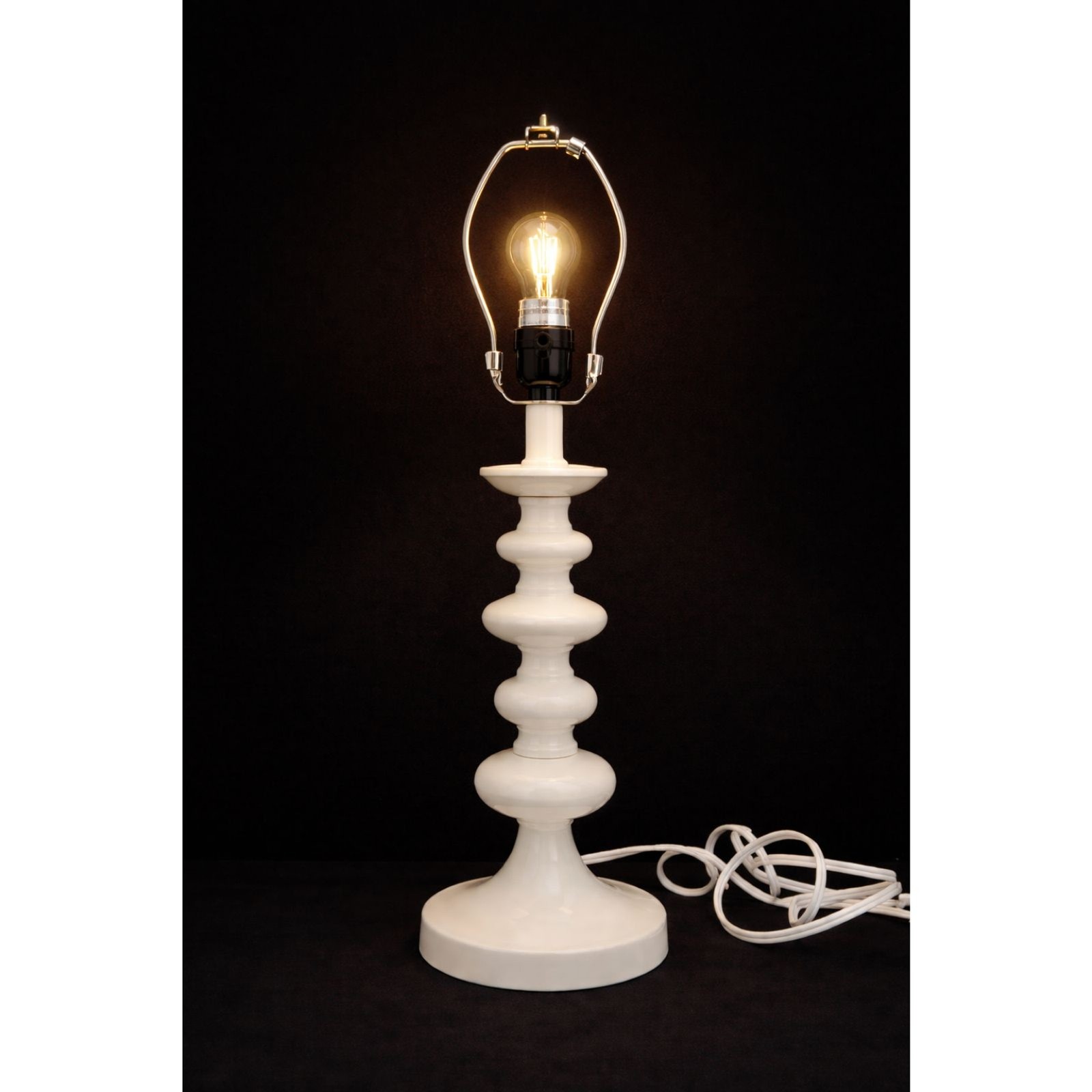 Vintage White Stacked Ceramic Table Lamp | Hollywood Regency | No Shade