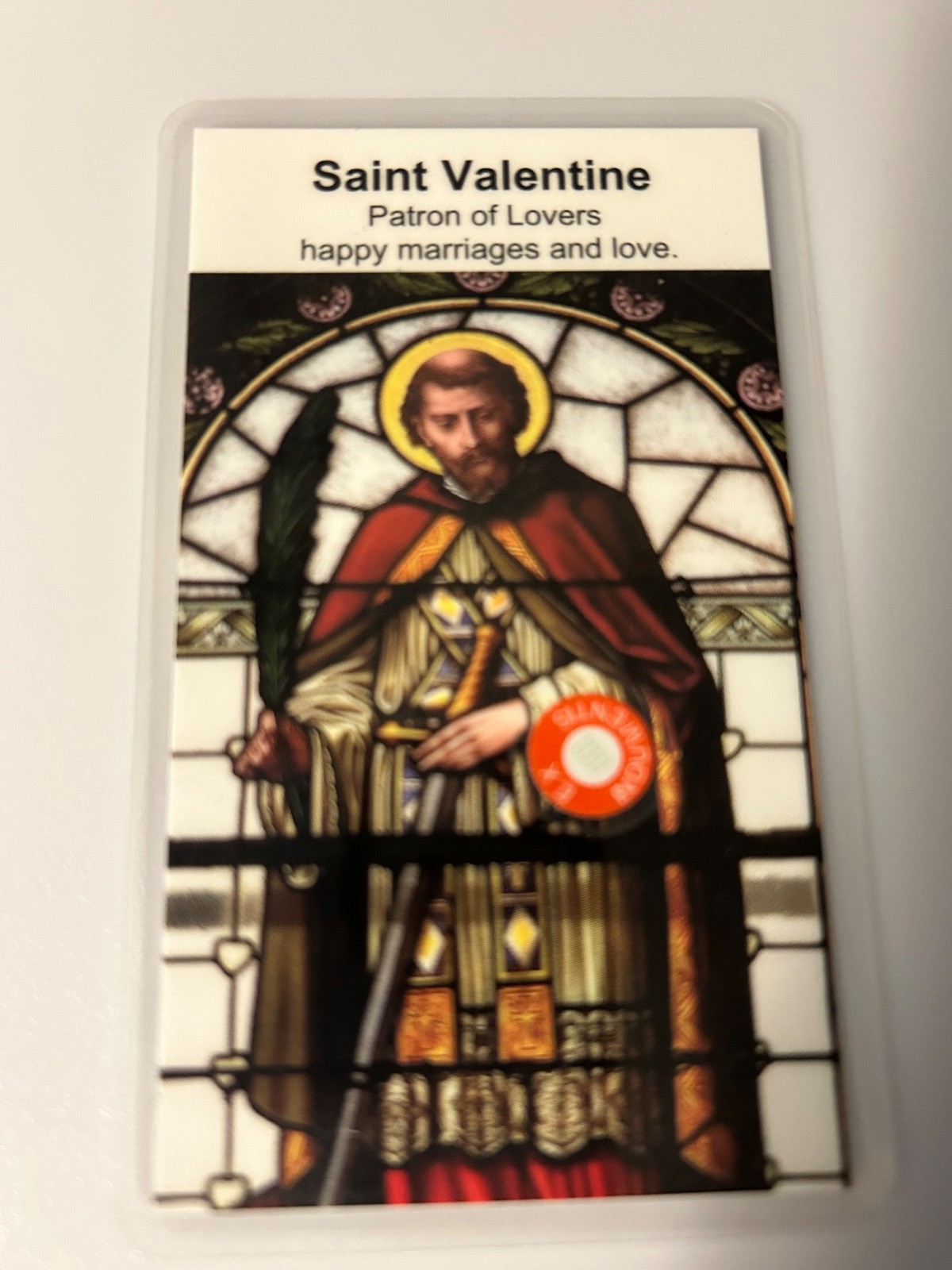 Saint Valentine 3rd Class Relic Card Patron of Lovers, Happy Marriage, Love