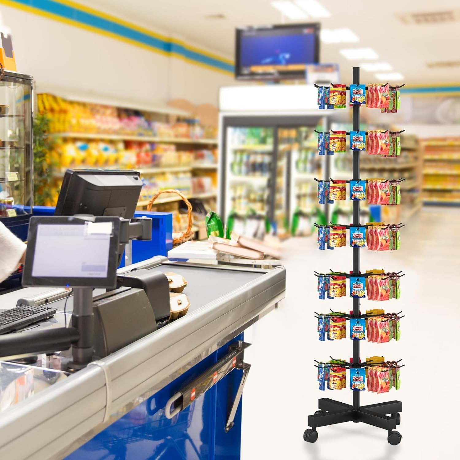 Retail Rotating Display Stand 7 Tier Rack W/ Hooks for Store Spinner Key Jewelry