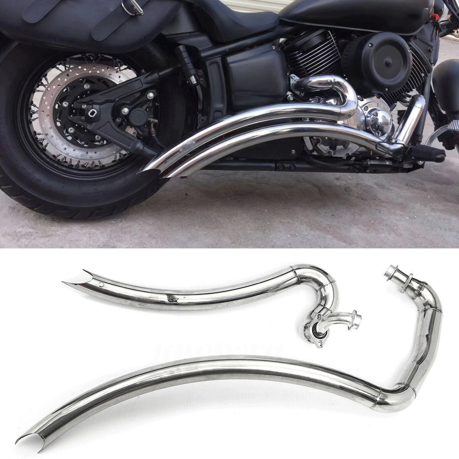 Shortshots Staggered Exhaust Pipes W/ Baffles For Yamaha V-Star 1100 XVS1100