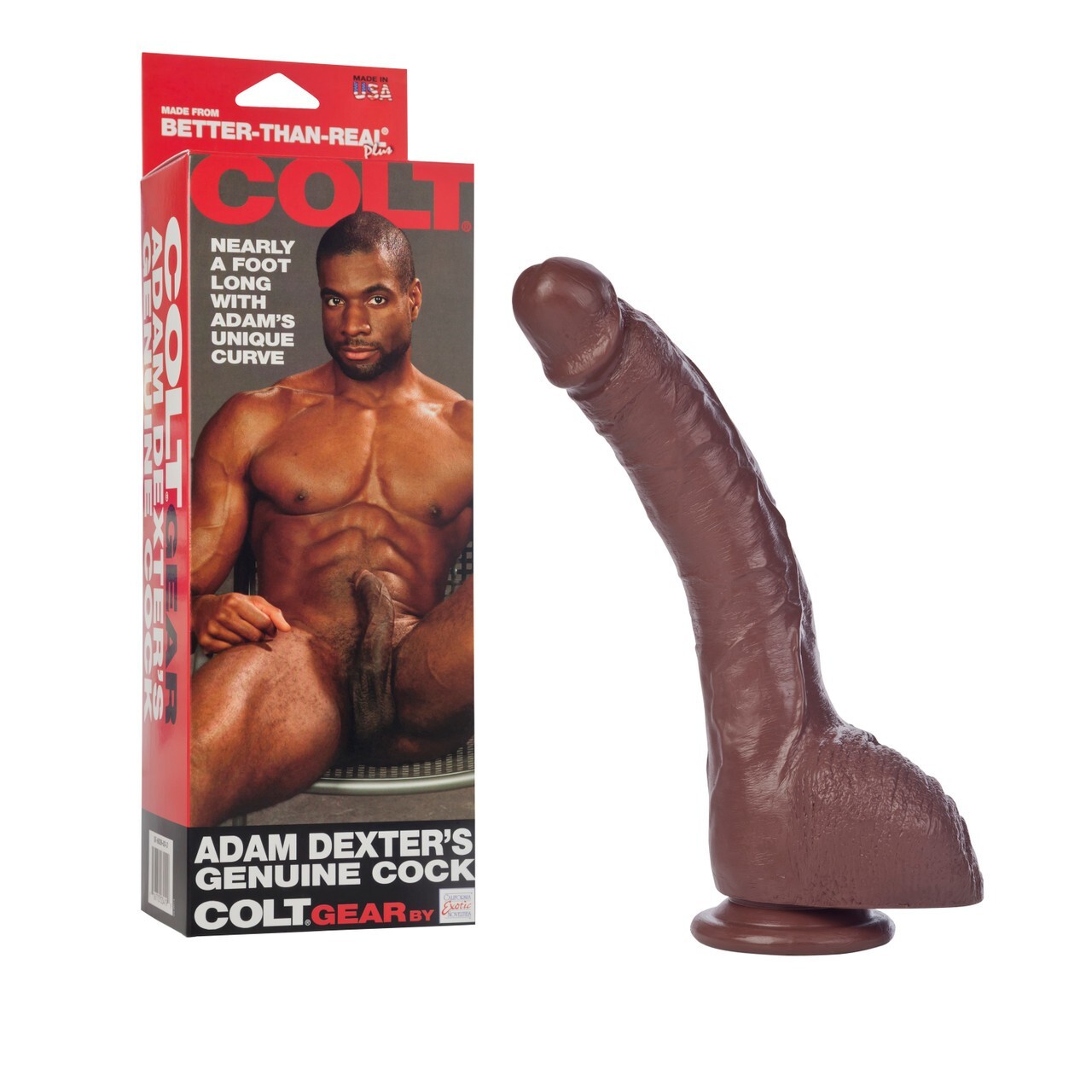 COLT Adam Dexters Genuine Cock Dildo w/ Balls SUCTION-CUP Large Porn Star Black