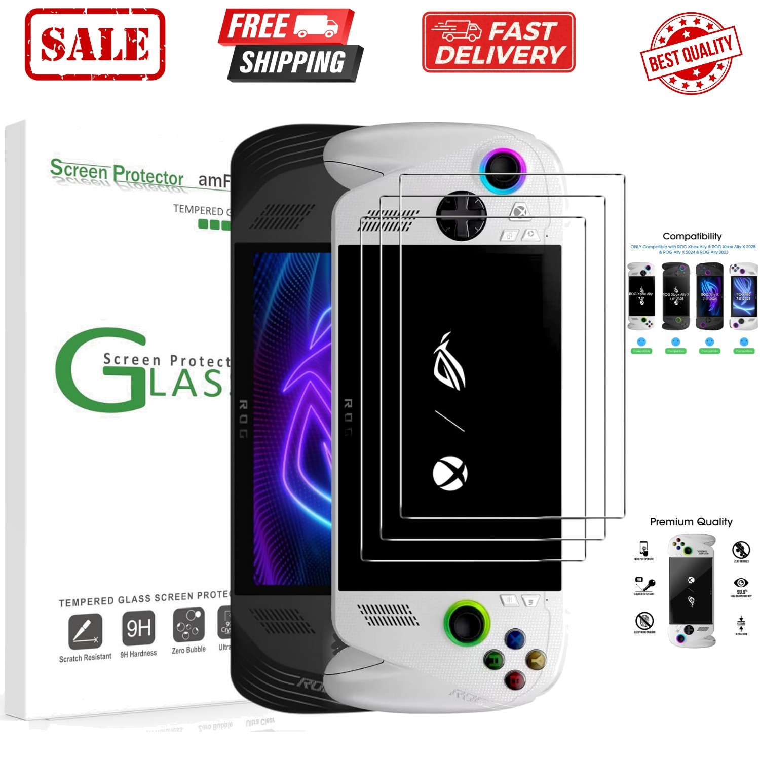 3 Pack Screen Protector for ASUS ROG Xbox Ally X/ROG Xbox Ally 2025 / ROG All...