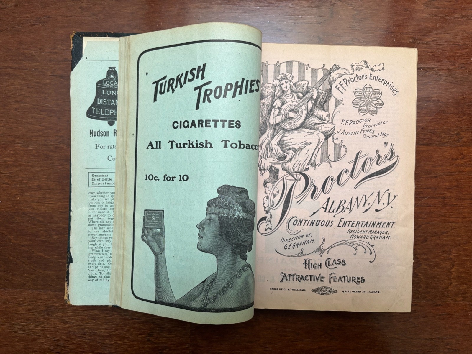 ANTIQUE THEATRE PROGRAMS 1901-1905 - 45 BOUND IN A BOOK MANY THEATRES BARRYMORE