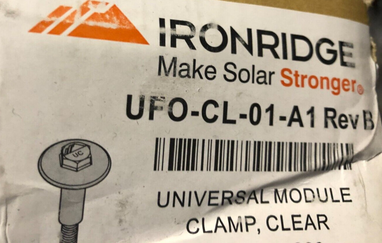 ×5IronRidge UFO-CL-01-A1 Rev B Universal Module Clamp CLEAR FIVE IRON RIDGE !!