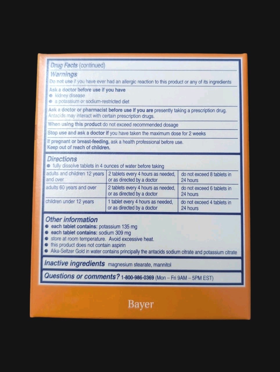 Alka-Seltzer Gold Antacid Heartburn Treatment 1 Box/36 Effervescent Tablet 1/26