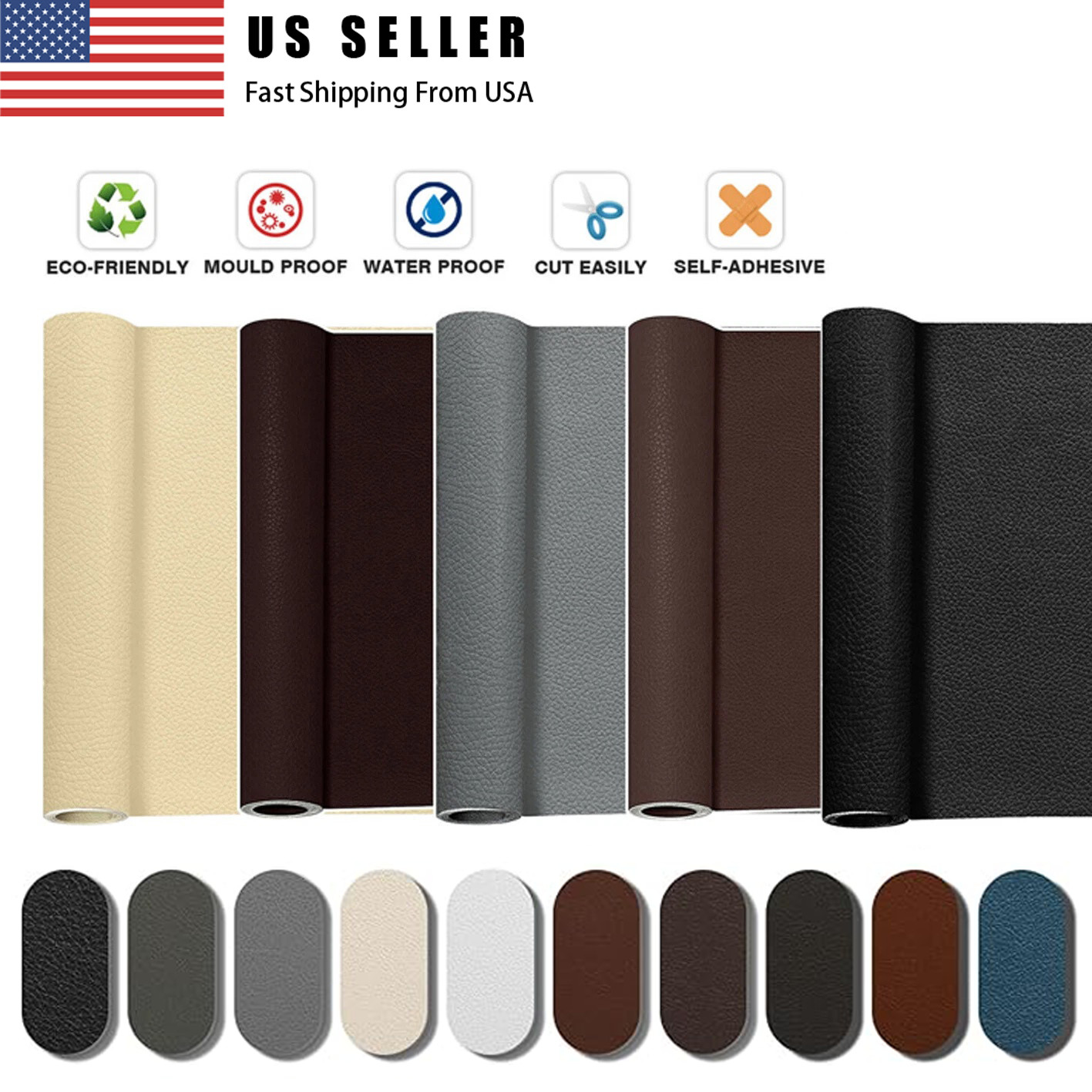Self Adhesive Vinyl Faux Leather Fabric Repair Patch Kit for Car seat Sofas