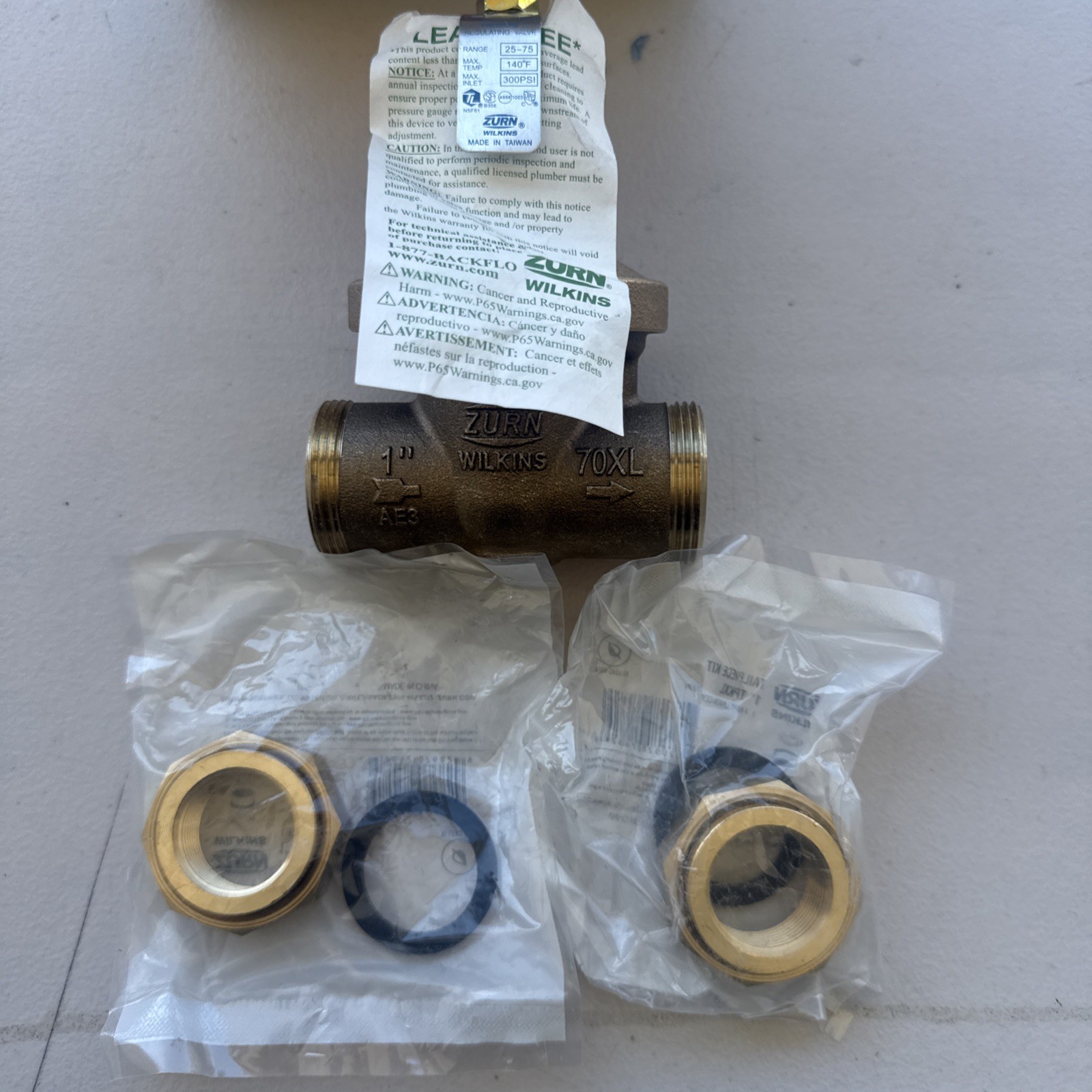 Zurn Wilkins 1" 70XL Pressure Reducing Valve Union Connection (1-70XLDU) - New!