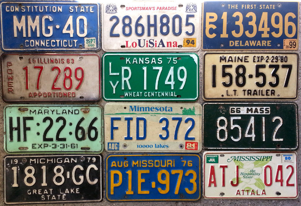 SET OF 50 UNITED STATES VINTAGE LICENSE PLATE NUMBER TAG LOT USA RARE 1960s-90s