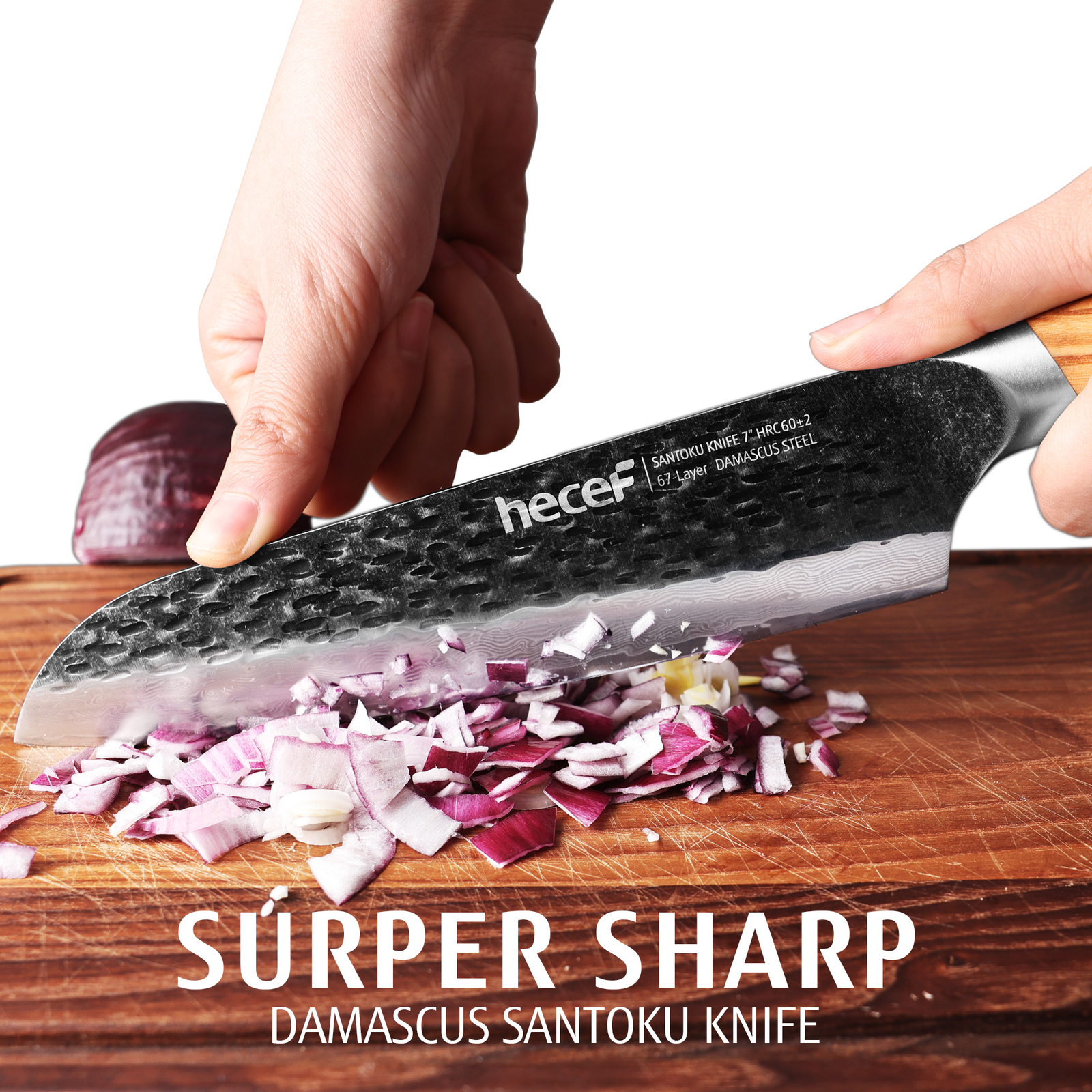 7in Chef Knife Damascus Super Sharp Carbon Stainless Japanese Knife w/ gift box