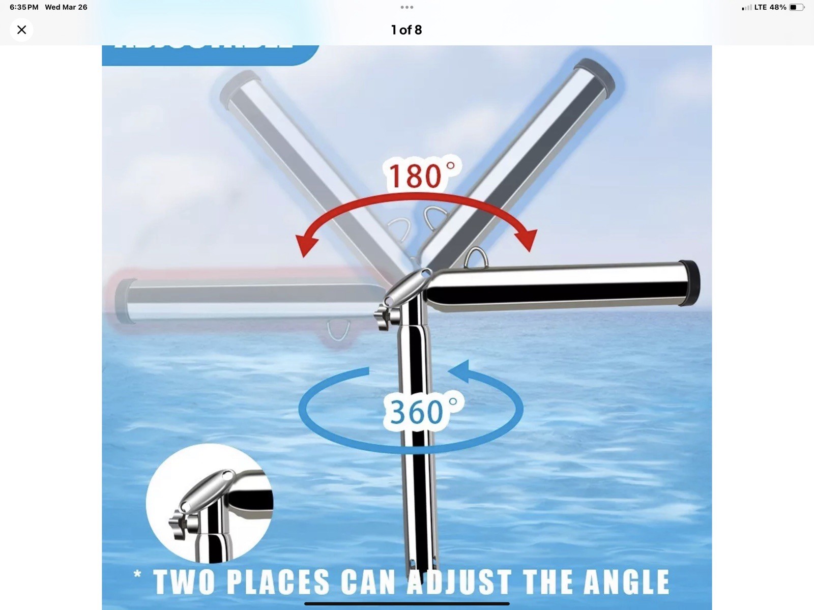 Outrigger Rod Holder Fully Adjustable Trolling Fits Both 30 & 90 Degree Holders
