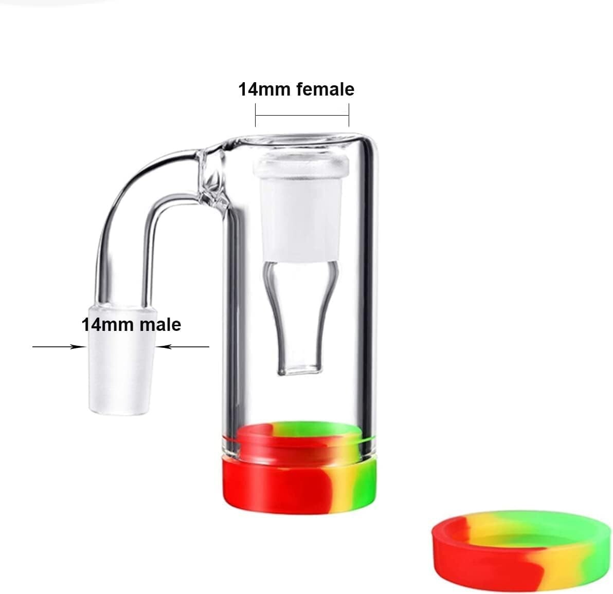 90° Glass Ash Catcher Glass Hookah Attachment for Water Pipe Smoking , Set of 4.