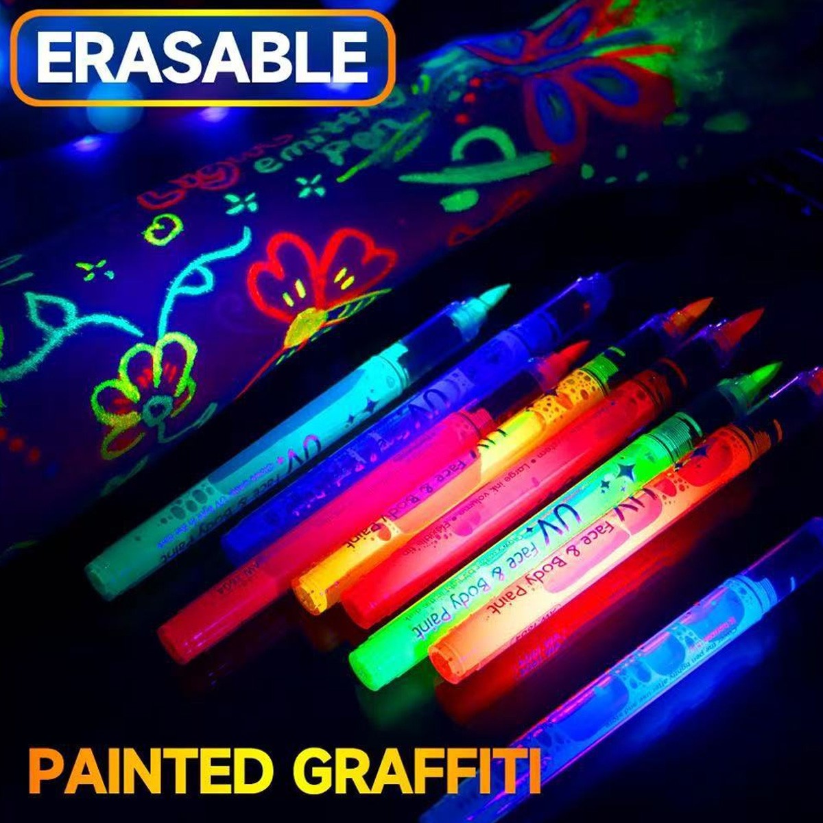 Glow in The Dark Face & Body Paint Sticks – 8 Neon Colors for UV Blacklight Par