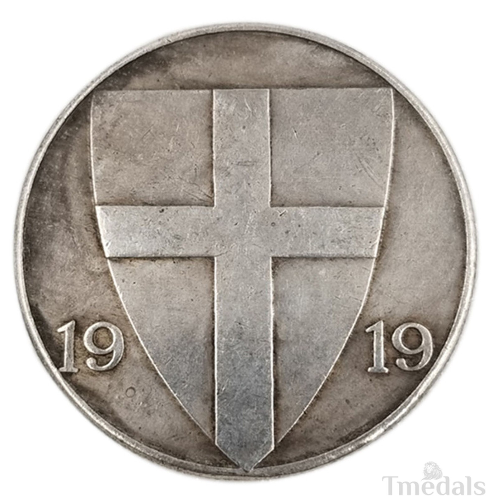 Freikorps Iron Division Medal 1919 ‘Totenkopf’ Silvered Bronze – Replica