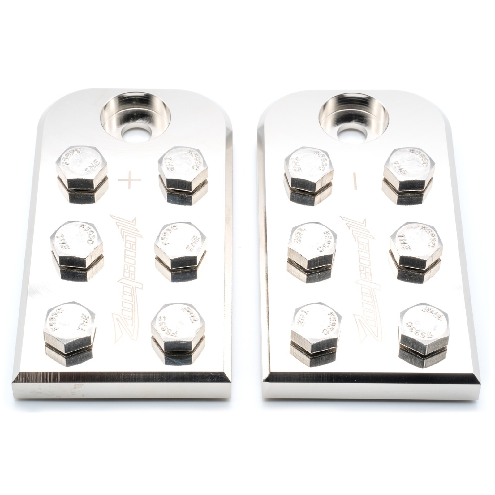 Pair ILL Customz 6 Spot Flat Lug Style Battery Terminal Blocks BOLT USE ONLY