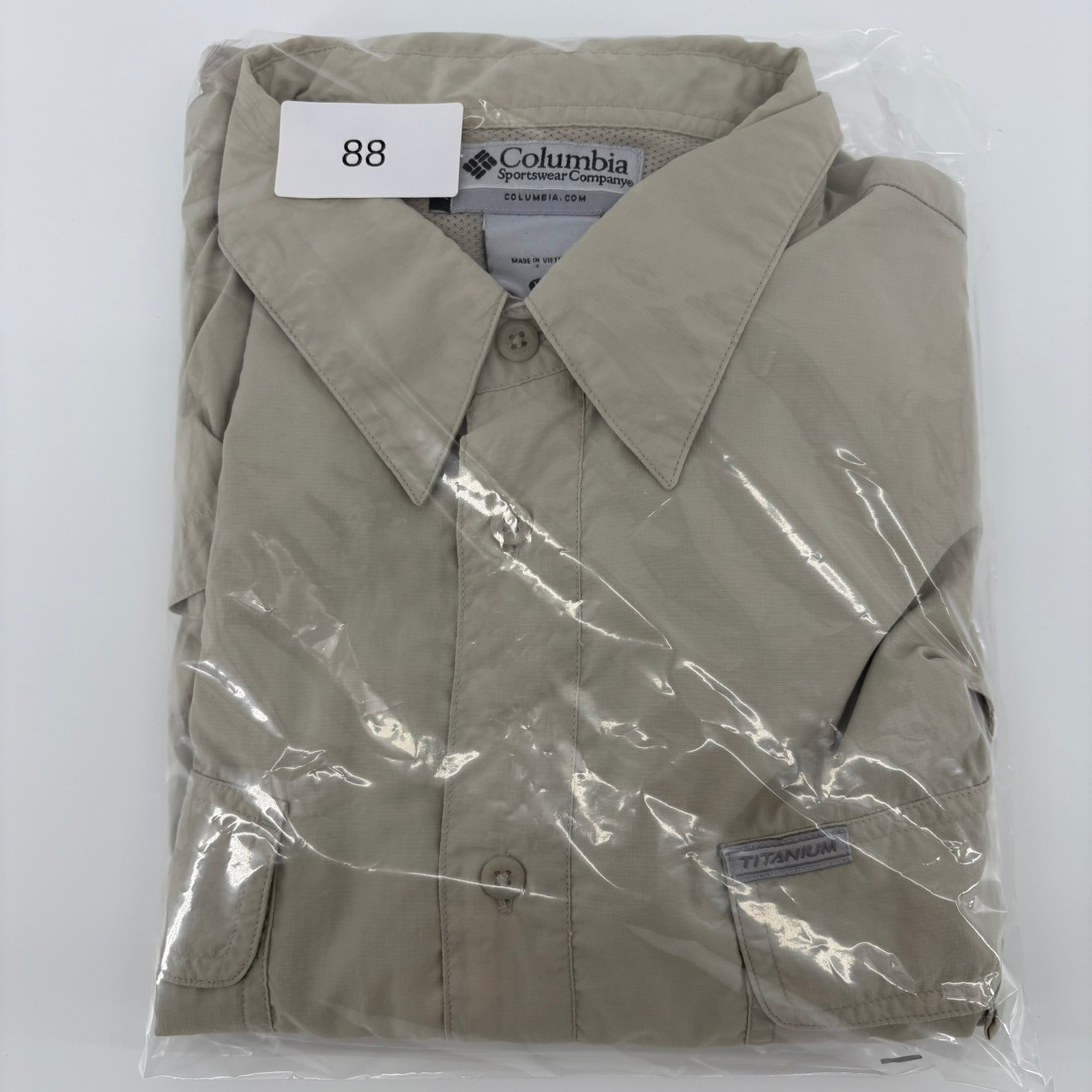 Columbia Titanium Long Sleeve Button Up Shirt Men's XXL Tan Fishing Outdoor