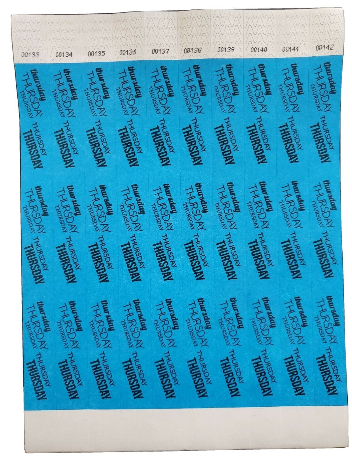 100 Monday-Sunday 3/4" Tyvek Wristbands