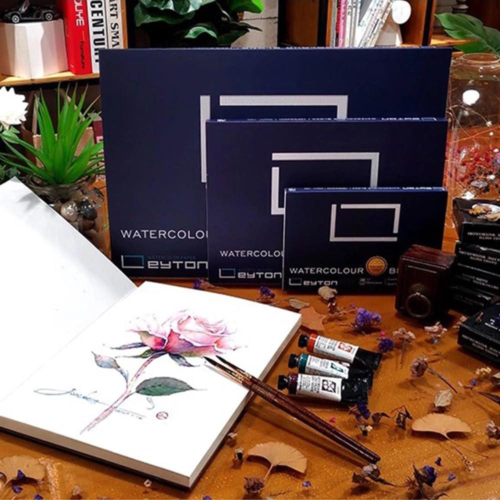 Non-Warping 100% Cotton Watercolor Paper Block - 20 Sheets of 160Lb/350Gsm Co...