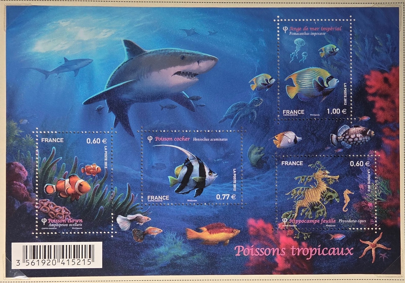 FRANCE - SCOTT# 4200 - TROPICAL FISH - SOUVENIR SHEET OF 4 - MNH