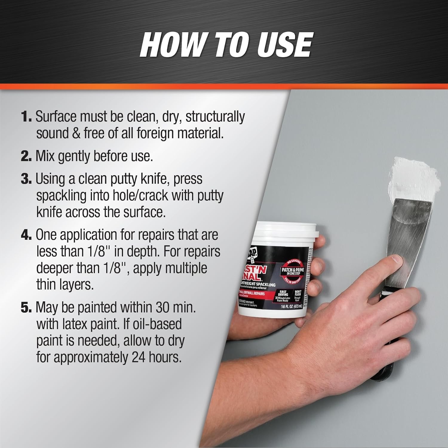 Dap 12140 Fast N Final Interior Exterior Spackle, 8 Fl Oz (Pack of 1), White