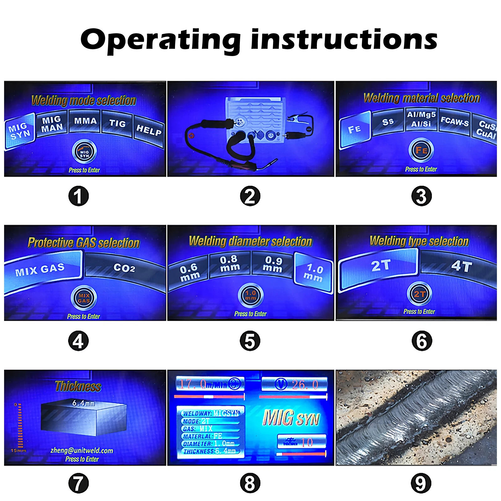 Dual Voltage 200A 5in1 Combi MIG Welder TIG MMA MIG IGBT Inverter for Alu,Steel
