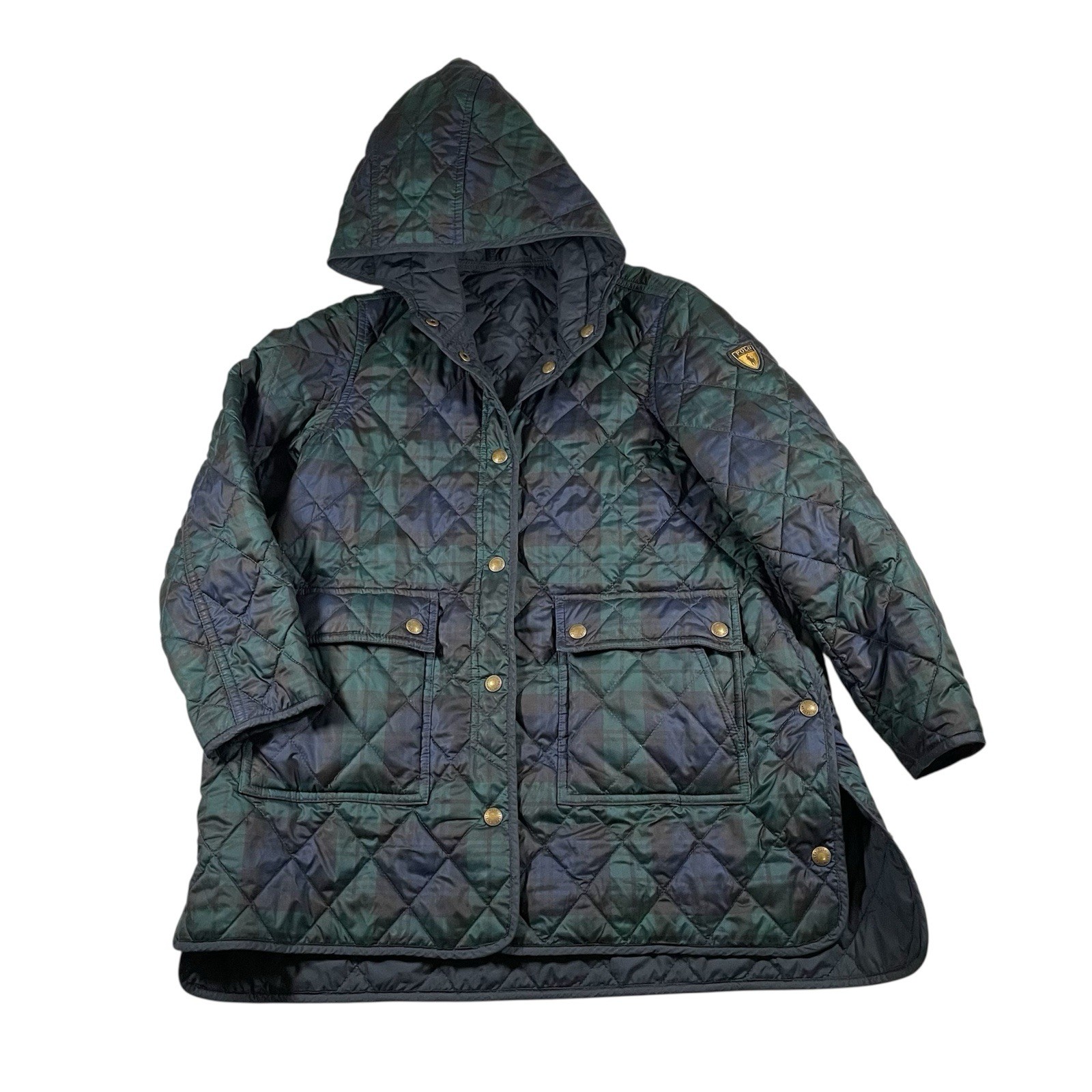 Polo Ralph Lauren Girls Kids 6X Reversible Quilted Plaid Jacket Snap Shield